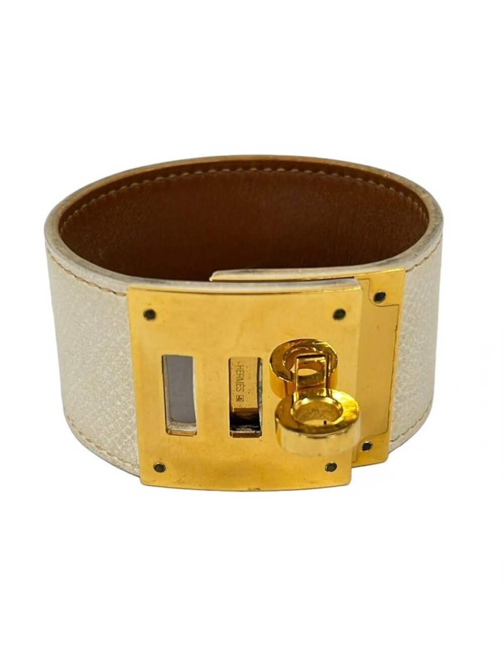 Hermes Bracelet Tall Ivory Gold